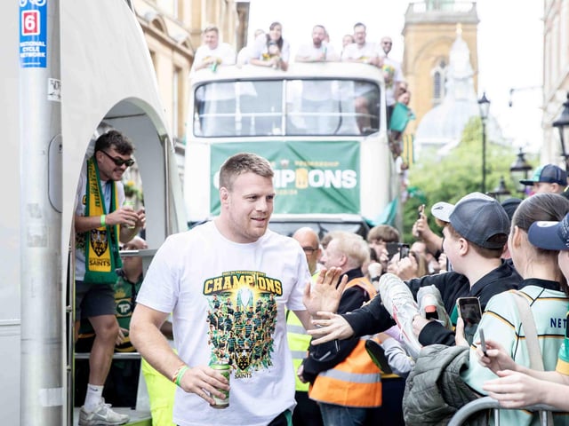 Saints players, coaches and staff celebrated with fans in Northampton town centre on Sunday (June 9) after winning the Gallagher Premiership title at Twickenham on Saturday (June 8).