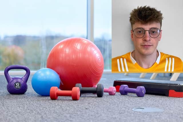 UON Physiotherapy Lab equipment and student Jordi Condon.
