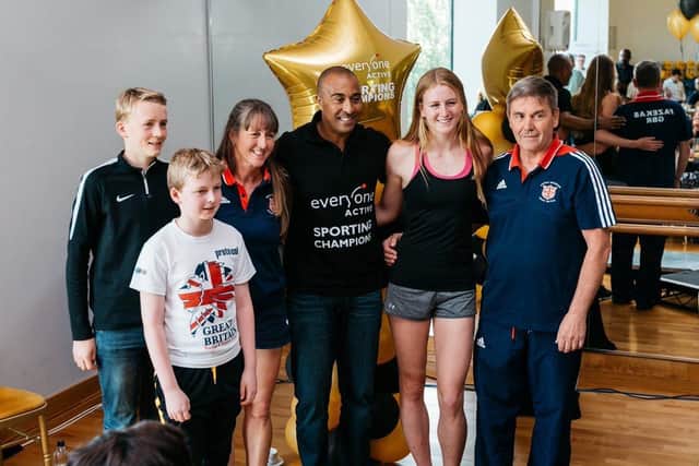 Sporting Champions scheme Ambassador Colin Jackson, centre, with Sporting Champions