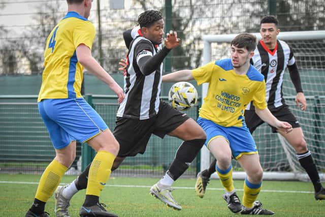 Action from Moulton's 5-3 Spartan South Midlands League win over Winslow United (Picture: Richard Eason Photography)