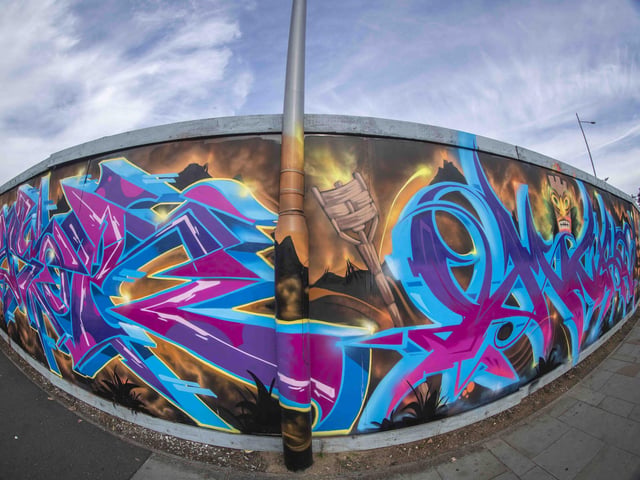 Some of the UK's top graffiti artists sprayed walls and boards in Sol Central, Green Street and St Peter’s Way with the intention to increase community pride and reduce crime