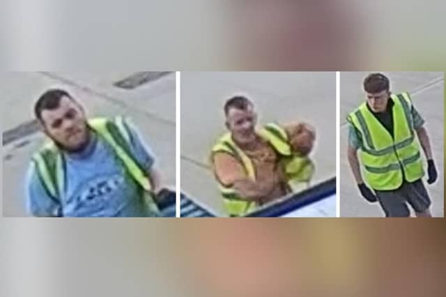 Police would like to speak to the men in the image.