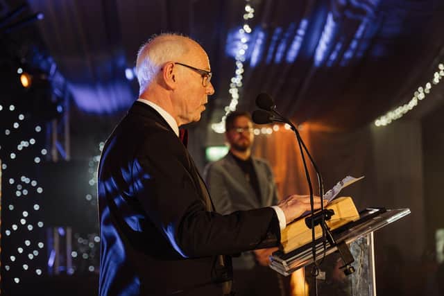 Lifetime achievement award Patrick Leavy speaks.