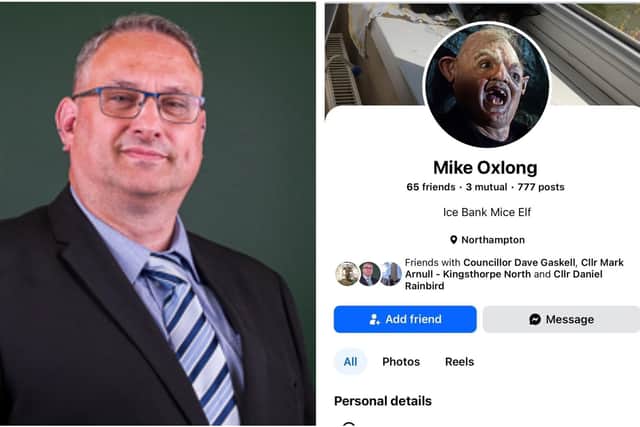 Councillor East (left) and the Facebook account he is reportedly behind (right)