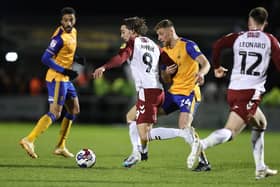 Louis Appere on the attack for the Cobblers against Mansfield Town (Photo by Pete Norton/Getty Images)