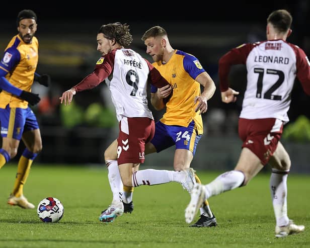 Louis Appere on the attack for the Cobblers against Mansfield Town (Photo by Pete Norton/Getty Images)