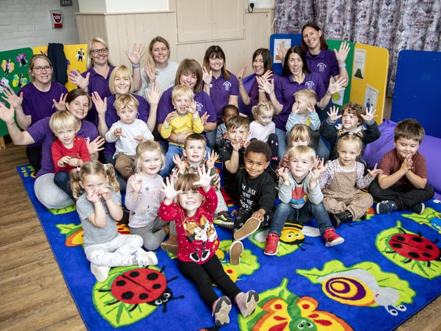 School Lane, Harpole, Northampton, NN7 4DR. Harpole Pre-School celebrates being rated outstanding by Ofsted for the third time in a row. Photo by Kirsty Edmonds.
