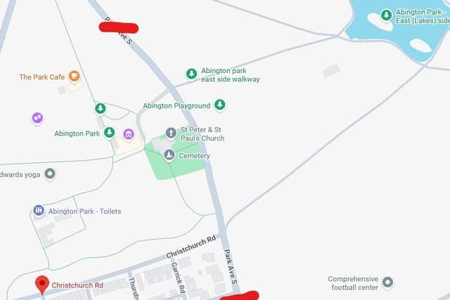 The 20mph zone is planned for the marked area of Park Avenue South in Northampton