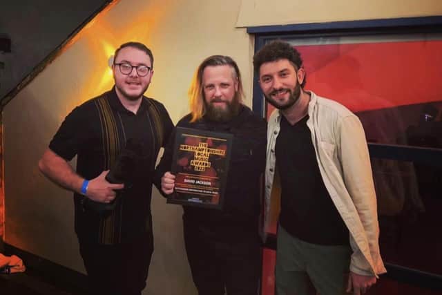 David Jackson (centre) has been awarded the Outstanding Contribution to Local Music Award