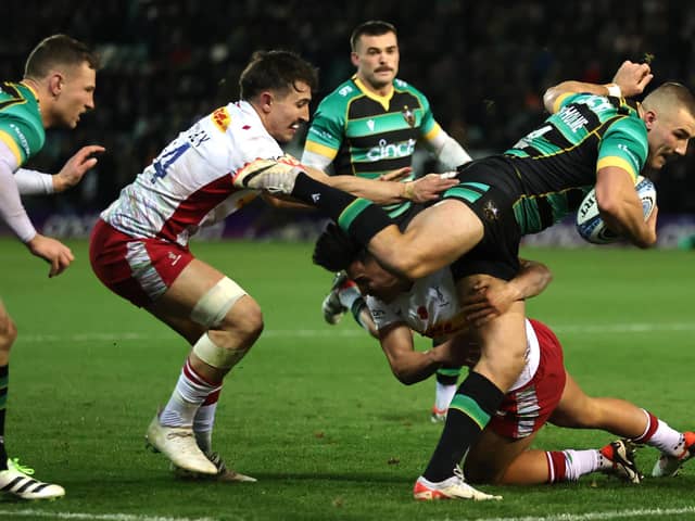 Ollie Sleightholme scored twice for Saints against Harlequins (photo by David Rogers/Getty Images)