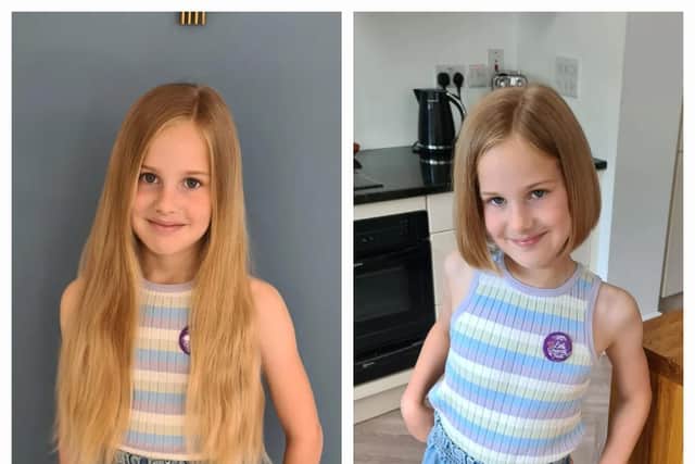 Penny Newton's hair before and after.