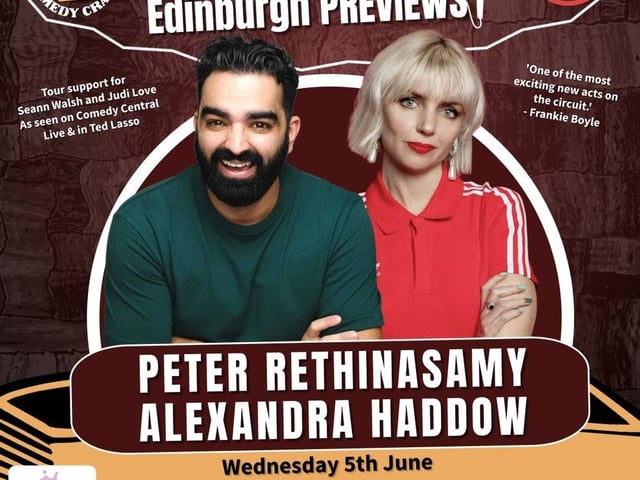 Comedians Peter Rethinasamy and Alexandra Haddow unleash their Edinburgh Fringe performances at the University of Northampton's Waterside Bar at 7pm on June 5