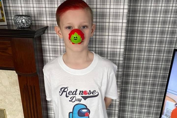 Finley Hoggin, age 9, shows his colours for Comic Relief.