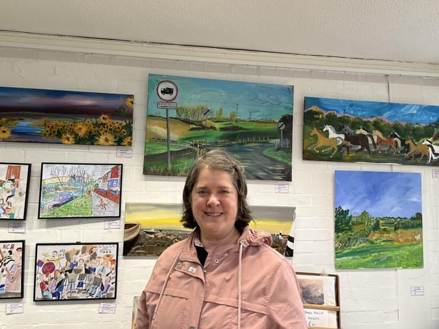 Anna Langton at her art exhibition.