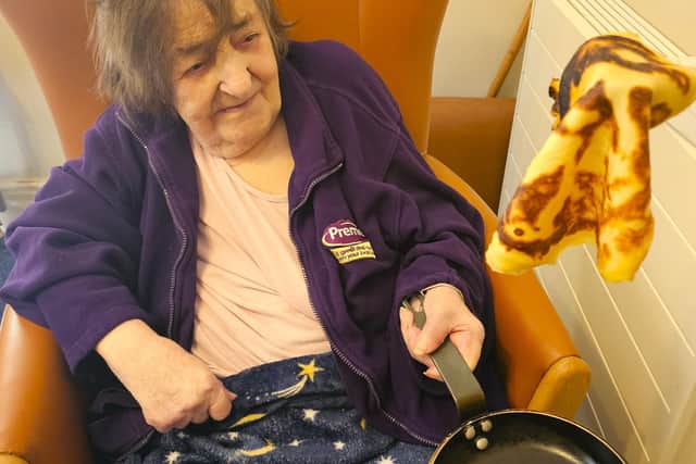 Pancake Day fun at Elm Bank Care Home in Kettering