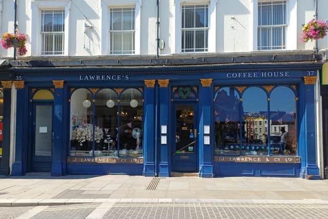 Lawrence’s Coffee House is still trading from 35-37 St Giles Street, but the building has been advertised to let for £2,900 a month, or £35,000 a year.
