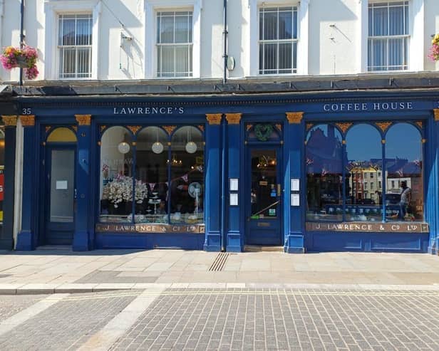 Lawrence’s Coffee House is still trading from 35-37 St Giles Street, but the building has been advertised to let for £2,900 a month, or £35,000 a year.