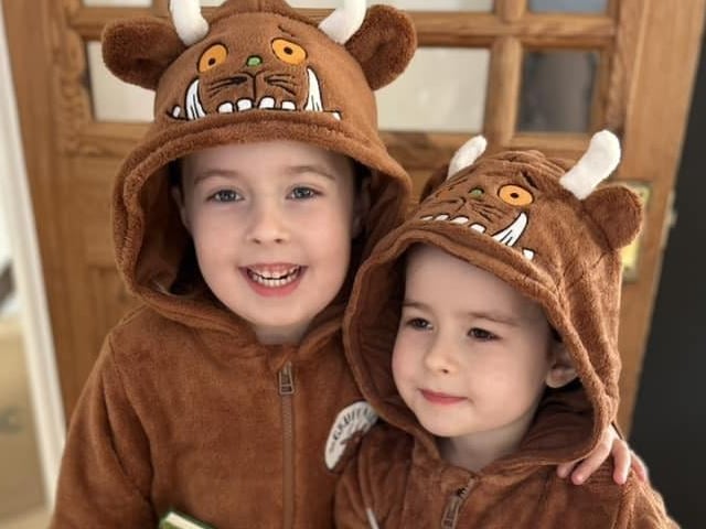 Everleigh, aged five, and Nellie, aged three, as the Gruffalos.