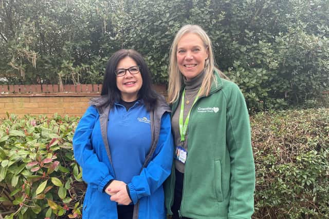 Anita Frith of Cynthia Spencer Hospice and Jenine Rees of Cransley Hospice Trust have joined forces for the Hospice UK campaign.