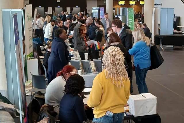 Students from the University of Northampton visit the stalls during University Mental Health Day 
