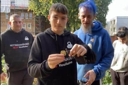 Ryan and Dave after finding the medal