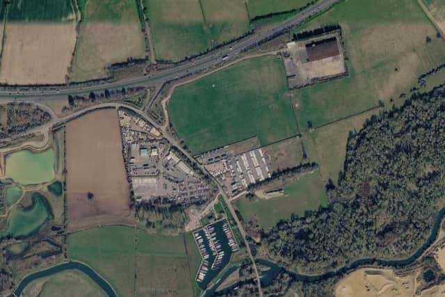 The recycling centre seen from above (top right)