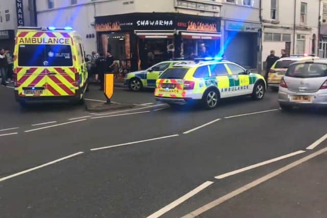 Police and paramedics on the scene of a "large scale disturbance" in Wellingborough Road on Monday night (June 26). Photo: Tim Khalid.
