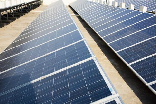 Solar panels on factory roof