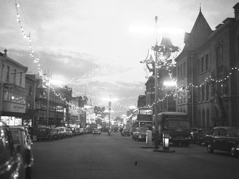 Abington Street Christmas lights, November 28, 1960