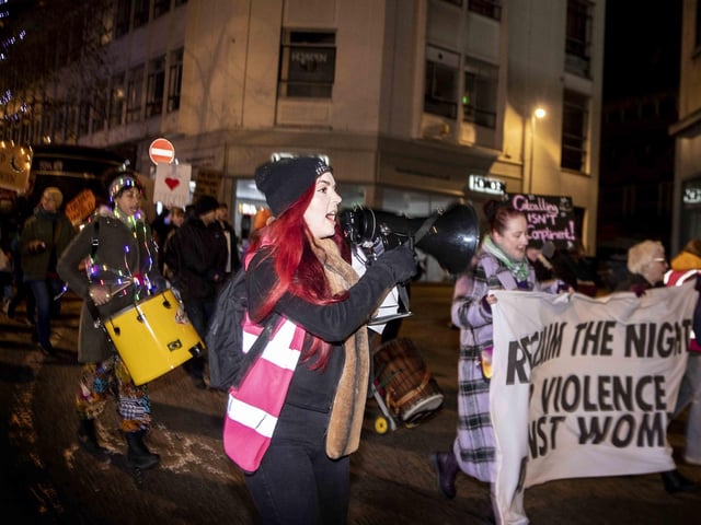 Women marched through Northampton town centre on Saturday November 25 to unite together with allies to address the global pandemic of violence against women and girls.