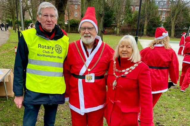 The Mayor and Mayoress at the Rotary Club's Santa Fun Run