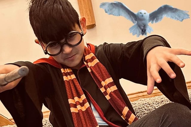 Tyler aged nine as Harry Potter.