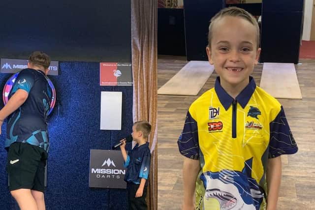 Noah Kendall, from Northampton, is just eight years old, but is already called adult darts matches because he maths is so good.
