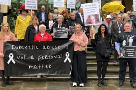 Domestic abuse campaigners marched down to the Northampton Guildhall on Thursday.
