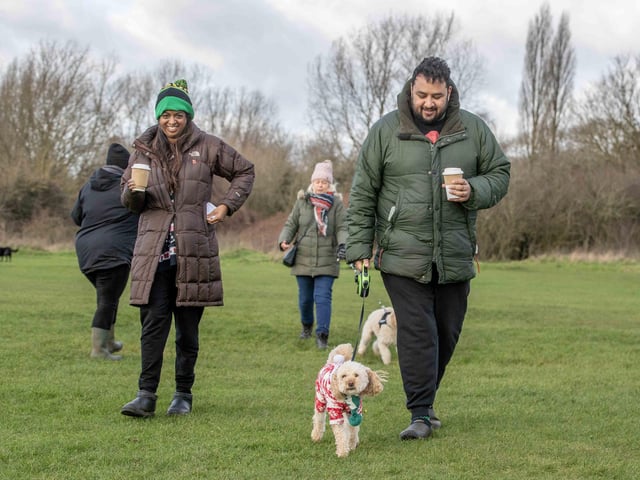 The popular event saw more than 100 dogs walked around Bradlaugh Fields in Northampton on Sunday (December 22).