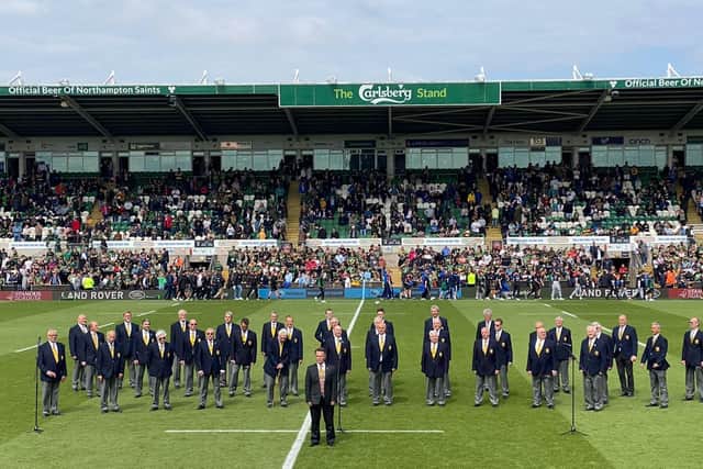 Northampton Male Voice Choir performed at half-time during the Northampton Saints' final game at Franklin's Gardens this season
