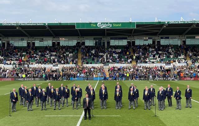 Northampton Male Voice Choir performed at half-time during the Northampton Saints' final game at Franklin's Gardens this season