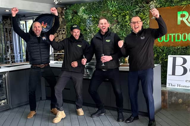 Pictured are (L- R) Richard Kingston from Bell, Dan Scotford and Richard Whiting from RAW Landscaping & Design, and Lee Ferris from Bell, at the launch of the new outdoor living display