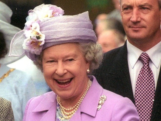The Queen pictured at a visit to Kettering town centre in 2001