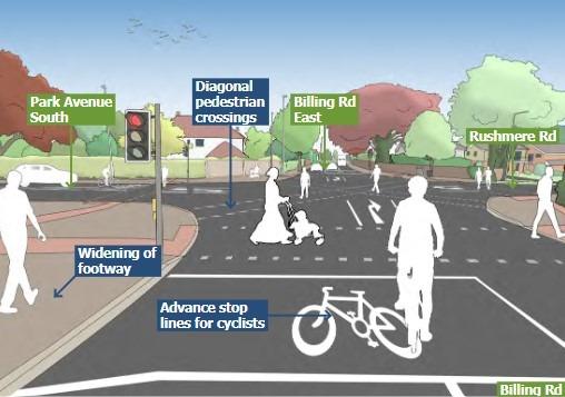 WNC has unveiled plans to make the Billing Road and Rushmere Road junction safer
