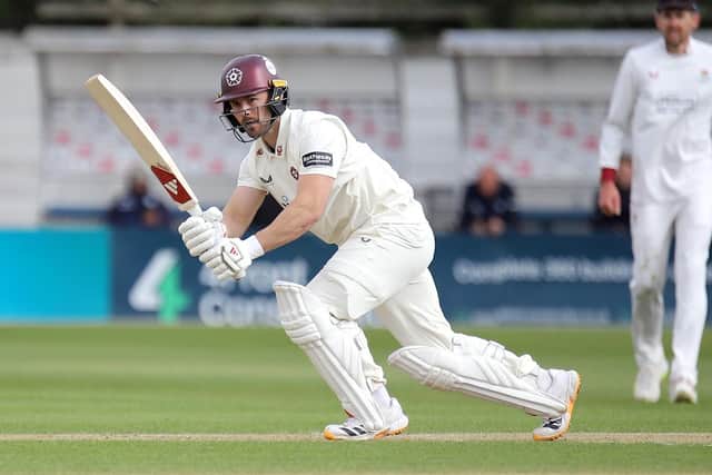 Lewis McManus hit an unbeaten 75 to steer Northants past the follow-on (Picture: Peter Short)