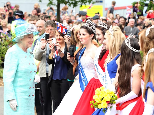 Her Majesty Elizabeth Queen II meets Corby Carnival Queens on Wednesday, June 13, 2012