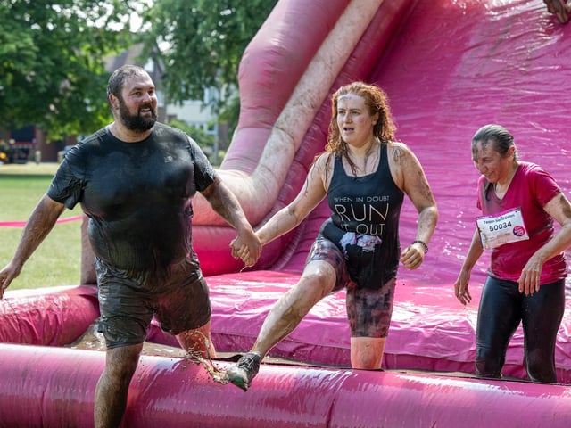 Runners taking part in the Pretty Muddy Race For Life at Abington Park in Northampton on Saturday, July, 11, 20026. Photo by David Jackson.