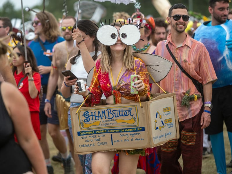 Festival goers taking part in the annual Shambala Carnival. This year’s theme was ‘Pun Intended'. Photo by David Jackson.