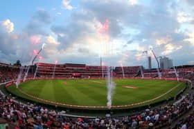 Pyrotechnics go off ahead of the 2021 Blast final at Edgbaston