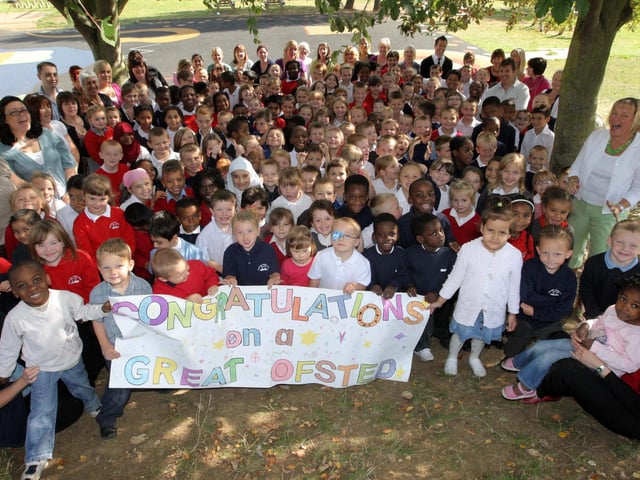 Thorplands Primary School OFTSED report as Good. Pics of the whole school and staff celebrating.