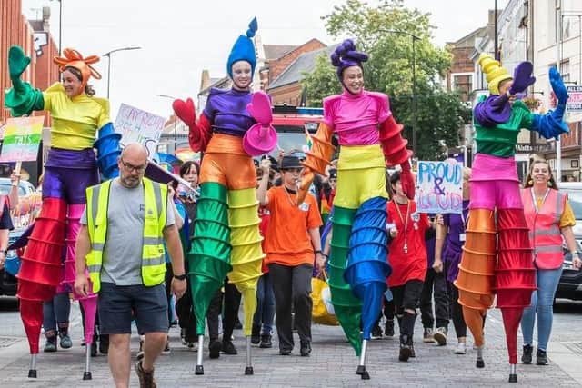 Scenes from last year's Pride parade in Abington Street, Northampton