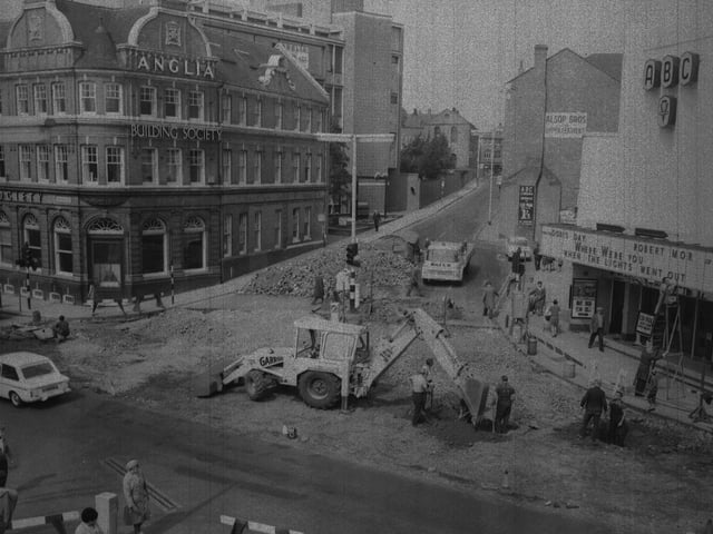 Roadworks in Abington Square, Northampton, August 5, 1968