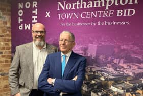Mark Mullen and Nick Hewer at the Northampton BID Business Networking event held at Vulcan Works