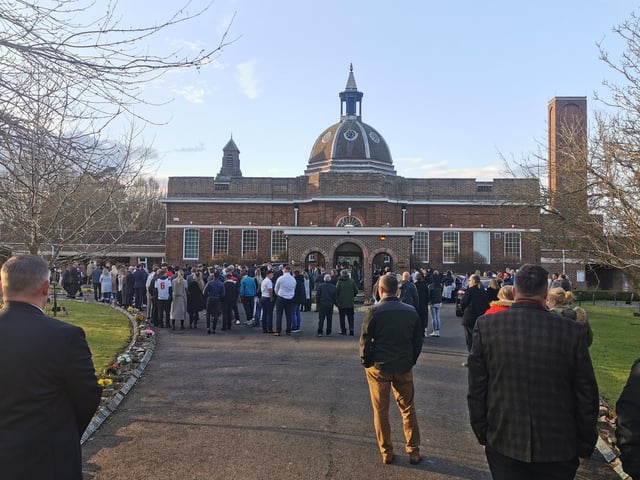 Hundreds gathered to pay their respects to the 20-year-old amateur footballer who tragically died last month